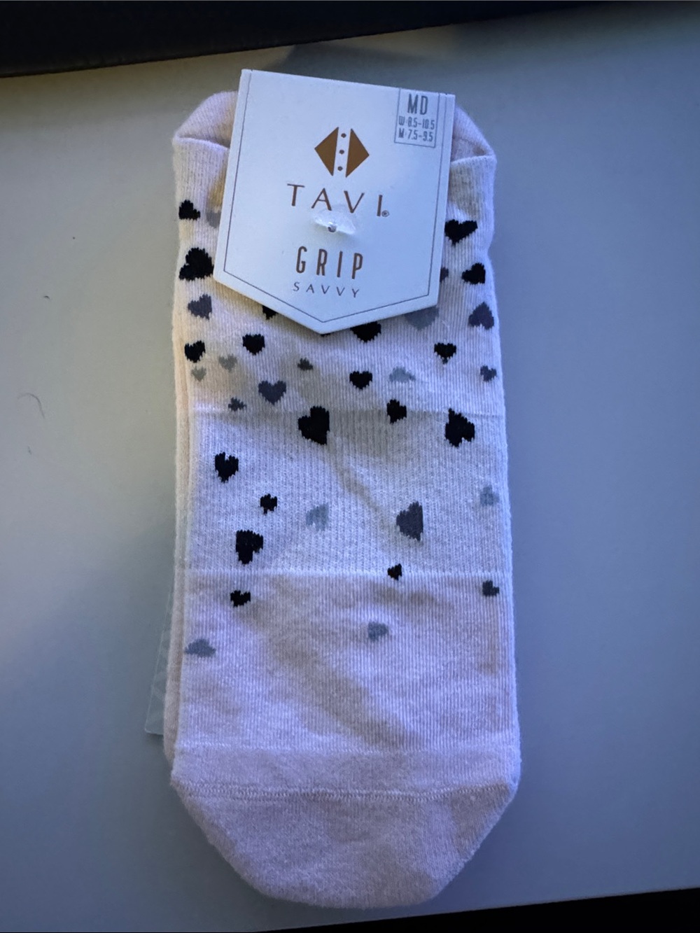 Tavi Noir Savvy heart to heart Grip Socks NWT